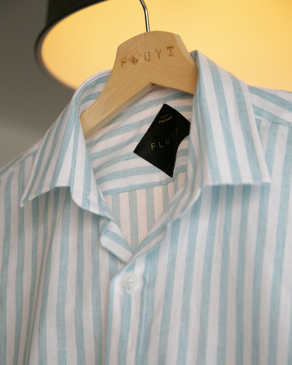 White Shirt with Blue Stripes