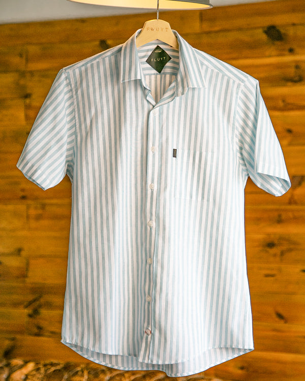 White Shirt with Blue Stripes