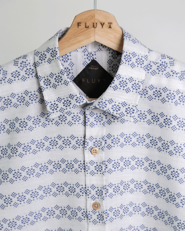 White Shirt with Etnic Pattern