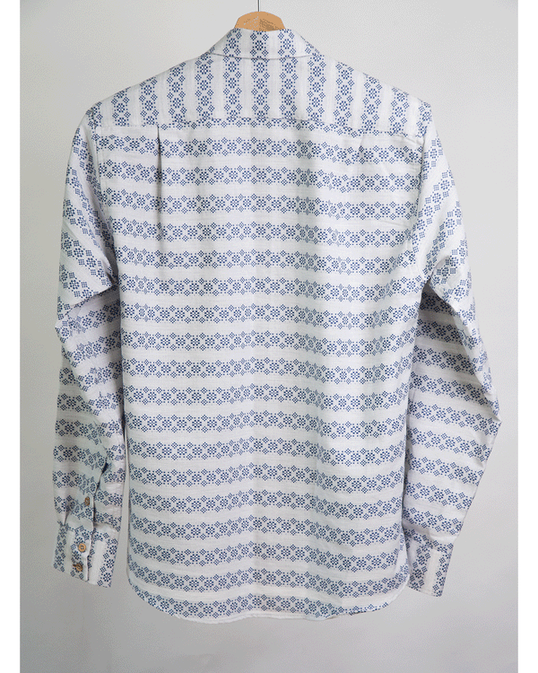 White Shirt with Etnic Pattern