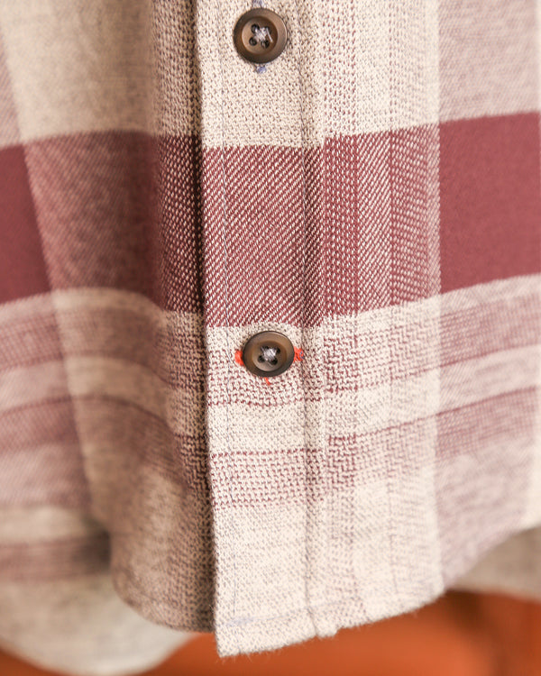 Grey and Bordeaux checkered Flannel