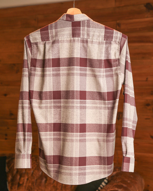 Grey and Bordeaux checkered Flannel