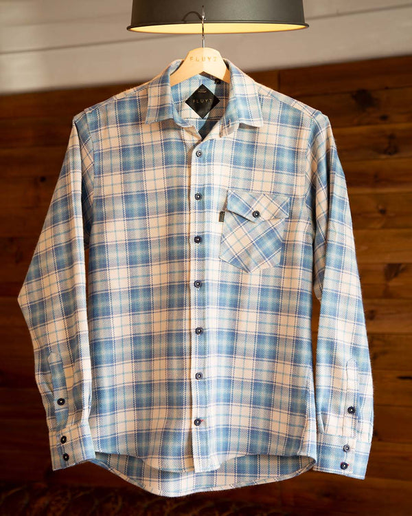 White and Navy Blue Checkered Flannel
