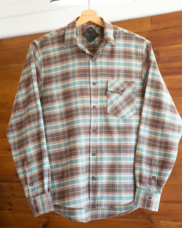 Green and Brown Chess Flannel