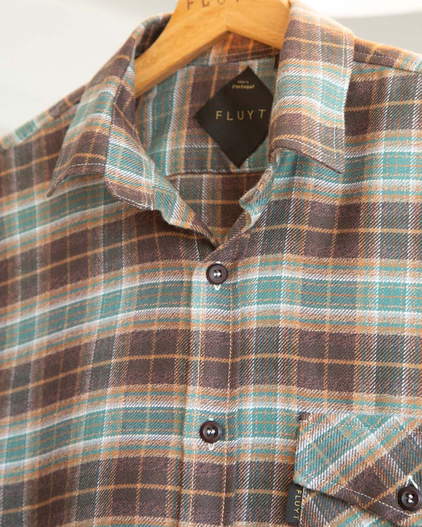 Green and Brown Chess Flannel