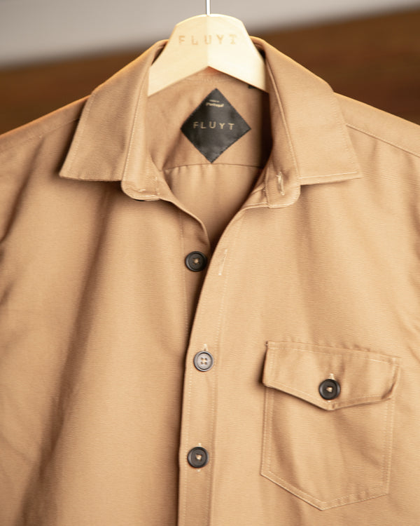 Beige twill jacket with three pockets